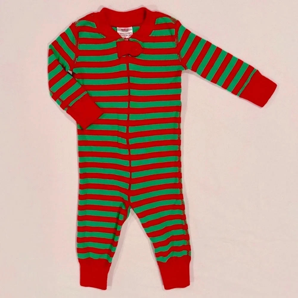 Hanna Andersson Sleeper Boys 6-9M 60 cm Girls Organic Pajamas Christmas Stripes